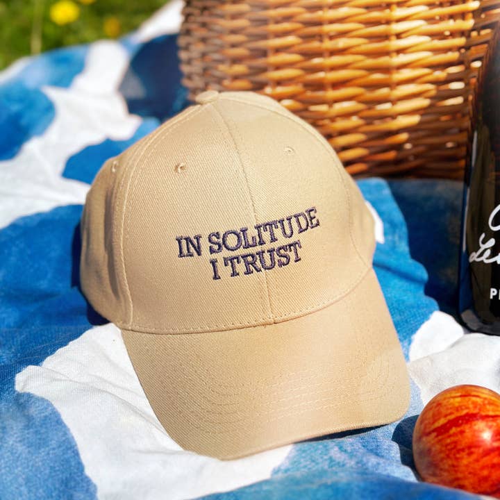 In Solitude I Trust Embroidered Slogan Cap for wholesale by Tulastra Studio