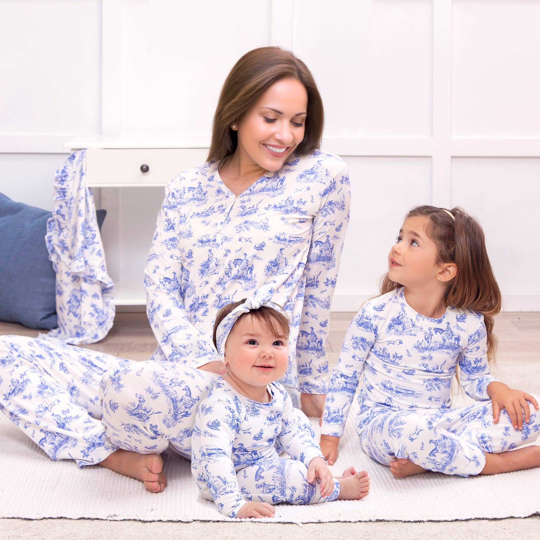 Tesa Babe - Vente Haut et bas de pyjama – enfant - Ensemble de pyjama en bambou Toile de Jouy pour fille - Maman et moi4