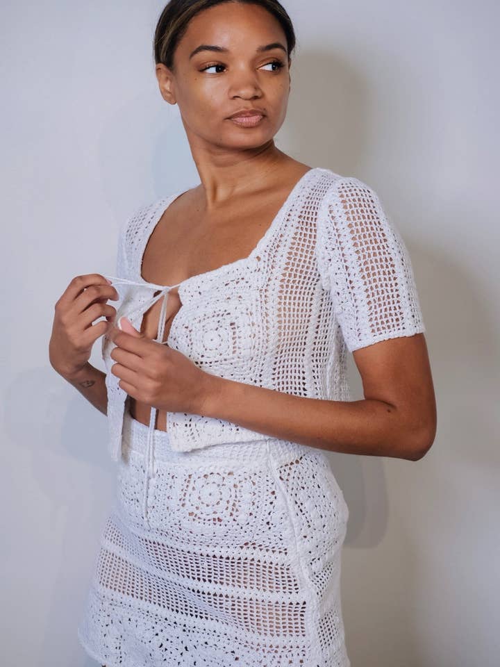 Minitop cuadrado Granny de ganchillo para venta al por mayor de Chogaa NYC