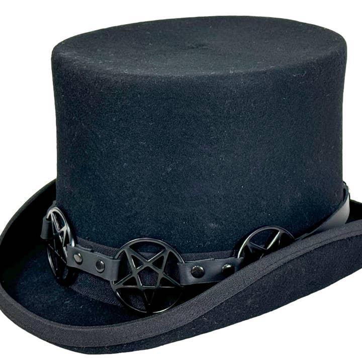 HTPK405-BS FUNK PLUS TOPHAT WITH BLACK PENTAGRAM BAND for wholesale by Funk Plus