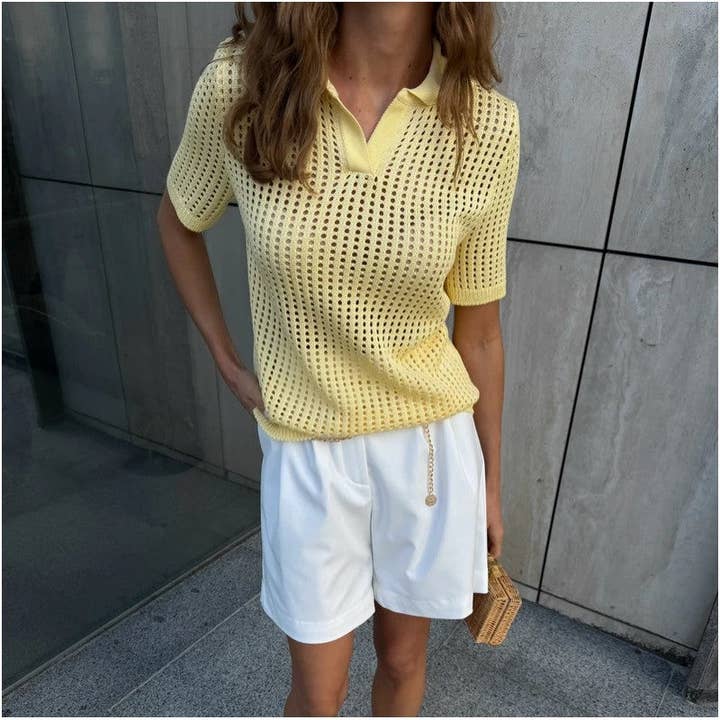 T-shirt de Malha Oca de Cor Sólida de Manga Curta por atacado de Ekartini