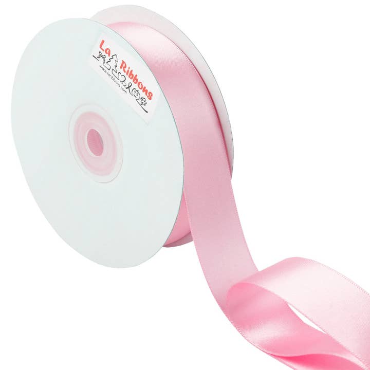 Cinta de satén de doble cara | Rosa perla (123) para venta al por mayor de LA Ribbons Wholesale