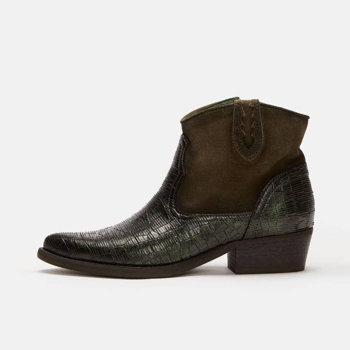 Green Women's Leather Cowboy Ankle Boots West D557 Dunlam Marvin for wholesale on Faire2