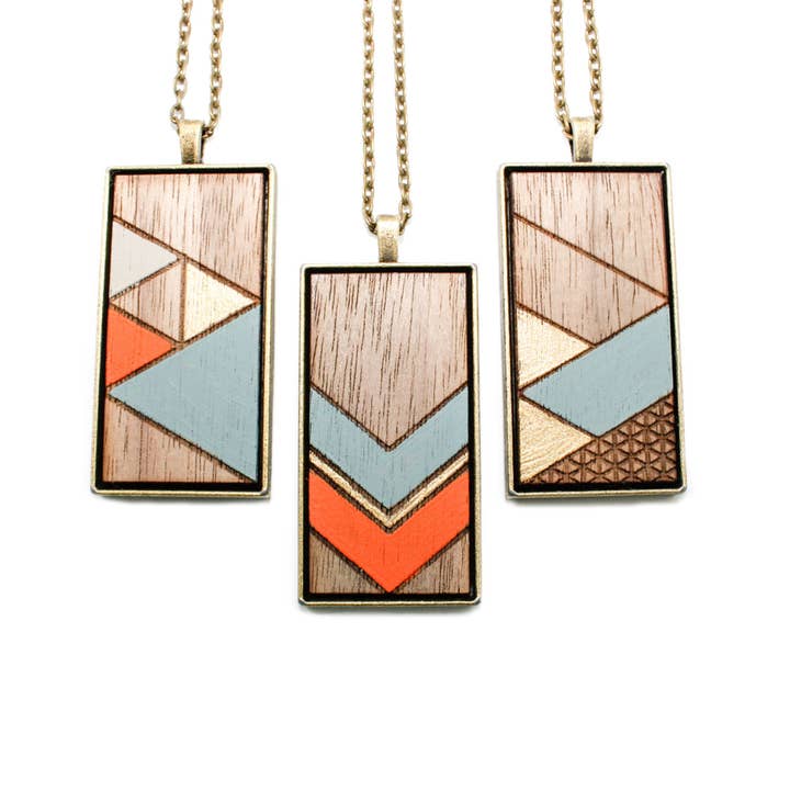 Large Painted Pendant - Orange And Slate for wholesale by Once Again Sam