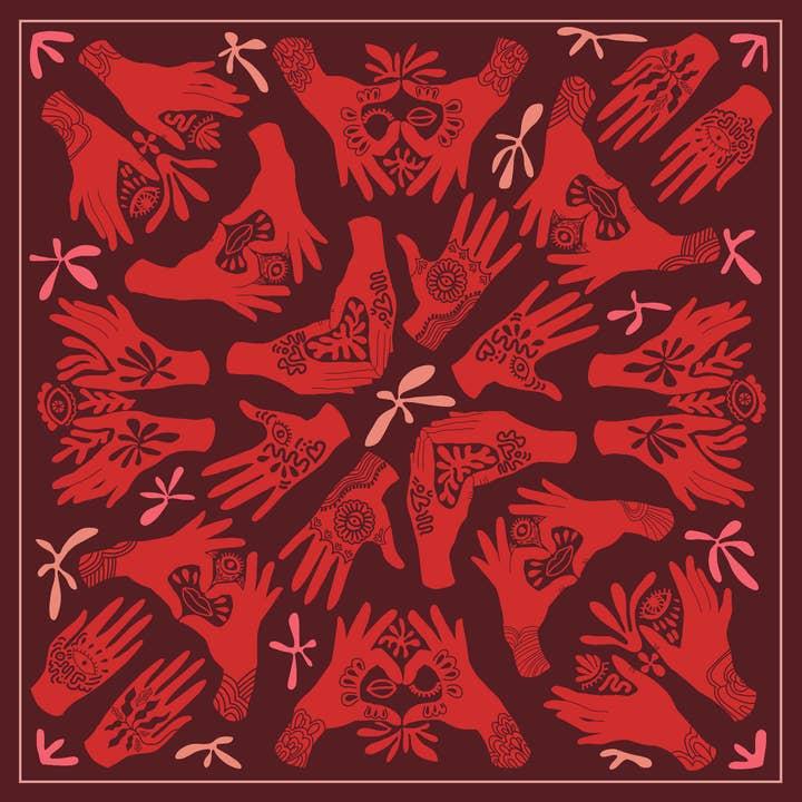 Bandana roja de algodón Caring Hand para venta al por mayor de Dora Nola