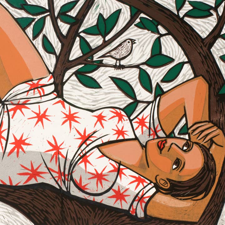 Anita Klein Resting in a Tree Tea Towel for wholesale by Hayletts Contemporary Fine Art