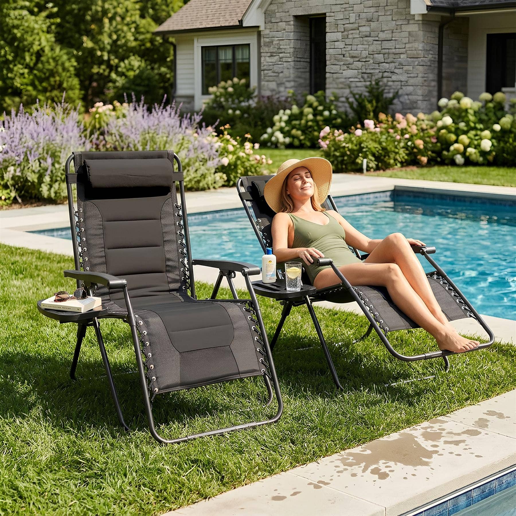 Rinkit Ltd - Wholesale Patio Set - 2 Piece Padded Zero Gravity Chair Set - Black1