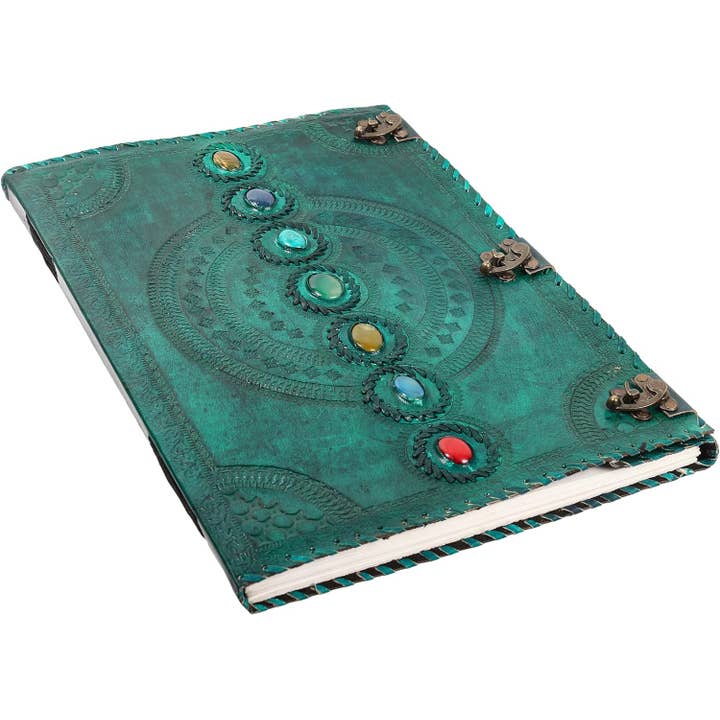 Tuzech Leather - Wholesale Journal/Diary - Seven Chakra Leather Journal – Handmade Embossed Diary 13"48