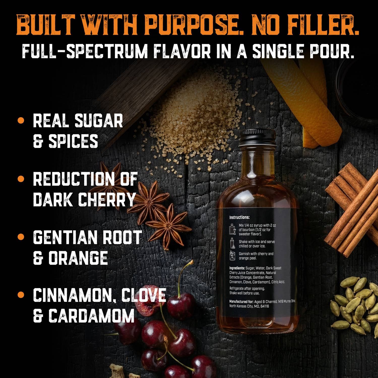 Aged & Charred - Wholesale Cocktail Mix/Syrup - Signature Old Fashioned Cocktail Syrup3