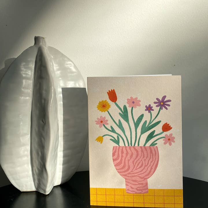 Lauren Sissons Studio - Vente Carte de vœux classique - Carte de vase à fleurs - Carte de fleurs illustrée | Vœux floral2
