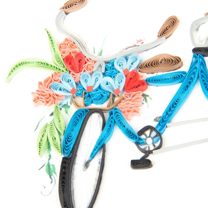 Quilling Card - Venta al por mayor Tarjetas de aniversario - Tarjeta de felicitación para bicicleta en tándem con forma de quilled1