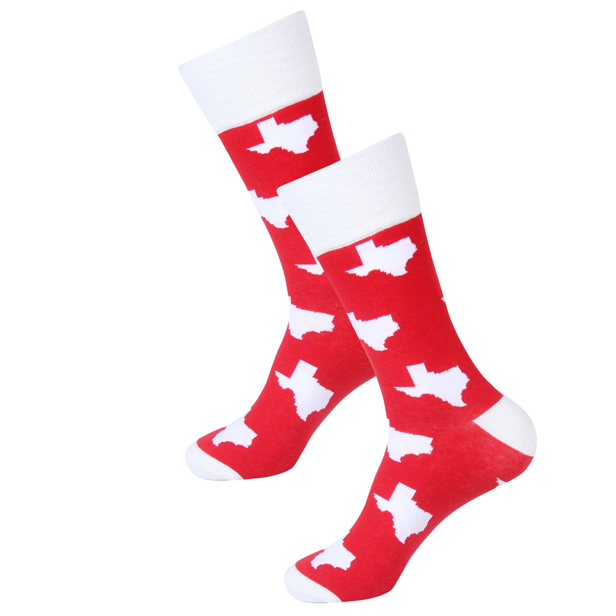 Barrel Down South – wholesale Socks – Unisex – Red/White Texas Shape Socks1
