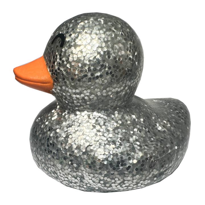 Magni ApS - Wholesale Bath Toy - Baby - Bath duck with glitter, silver, 7 cm.