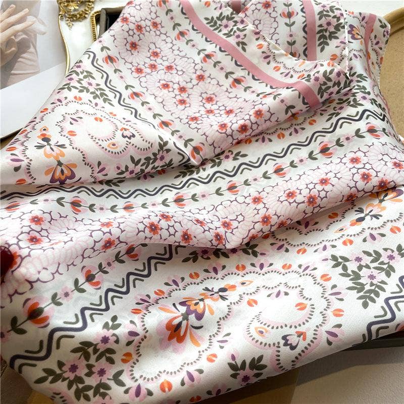 SueSilkHK - Wholesale Scarf - Women's - Summer Japanese prints 70cm square scarf, Silk textured scarf, Sun protection satin scarf, Neck scarf, Satin Shawl, Gift15