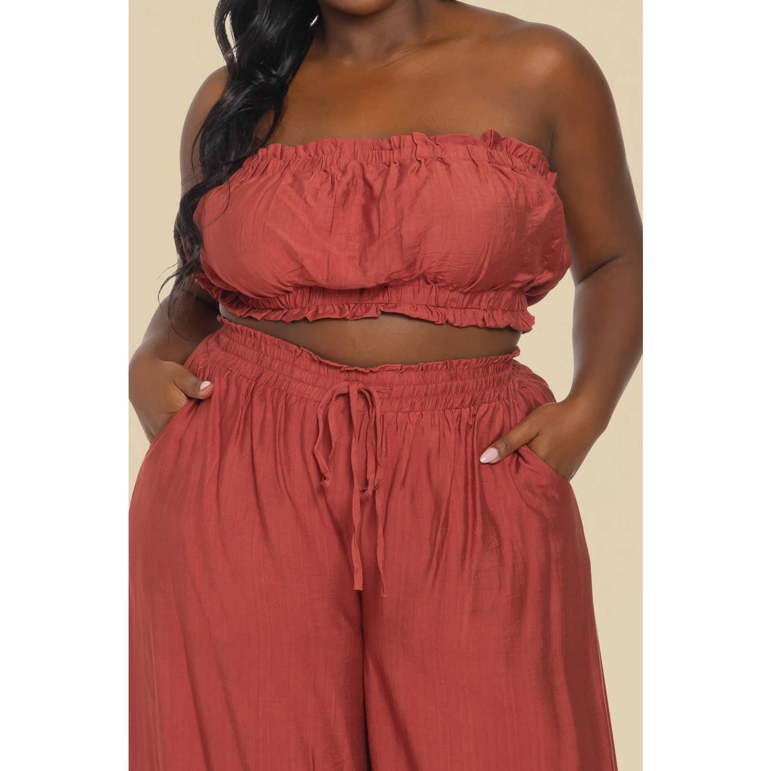 The Sang - Wholesale Top & Pant Set (NOT Loungewear) - Women's - PLUS SHIRRED TUBE TOP WITH MATCHING PALAZZO PANTS SET17