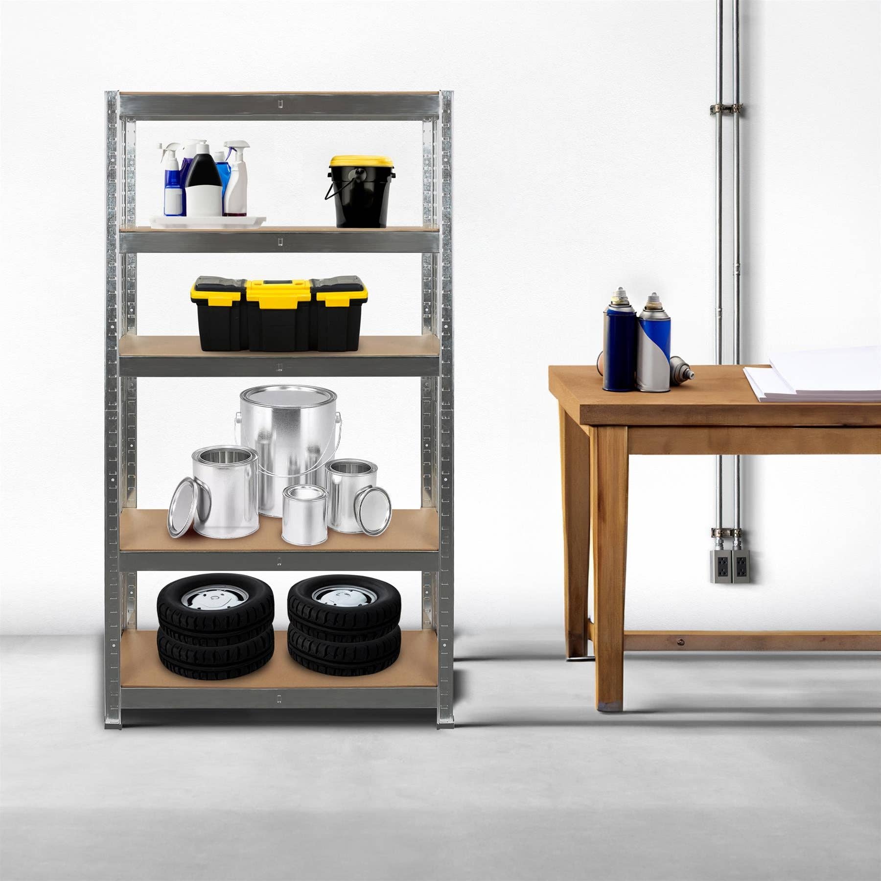 Rinkit Ltd - Vendita all'ingrosso Mensola freestanding - Set da 2 scaffali da garage in acciaio galvanizzato a 5 ripiani - 75 x 30 x 150 cm1