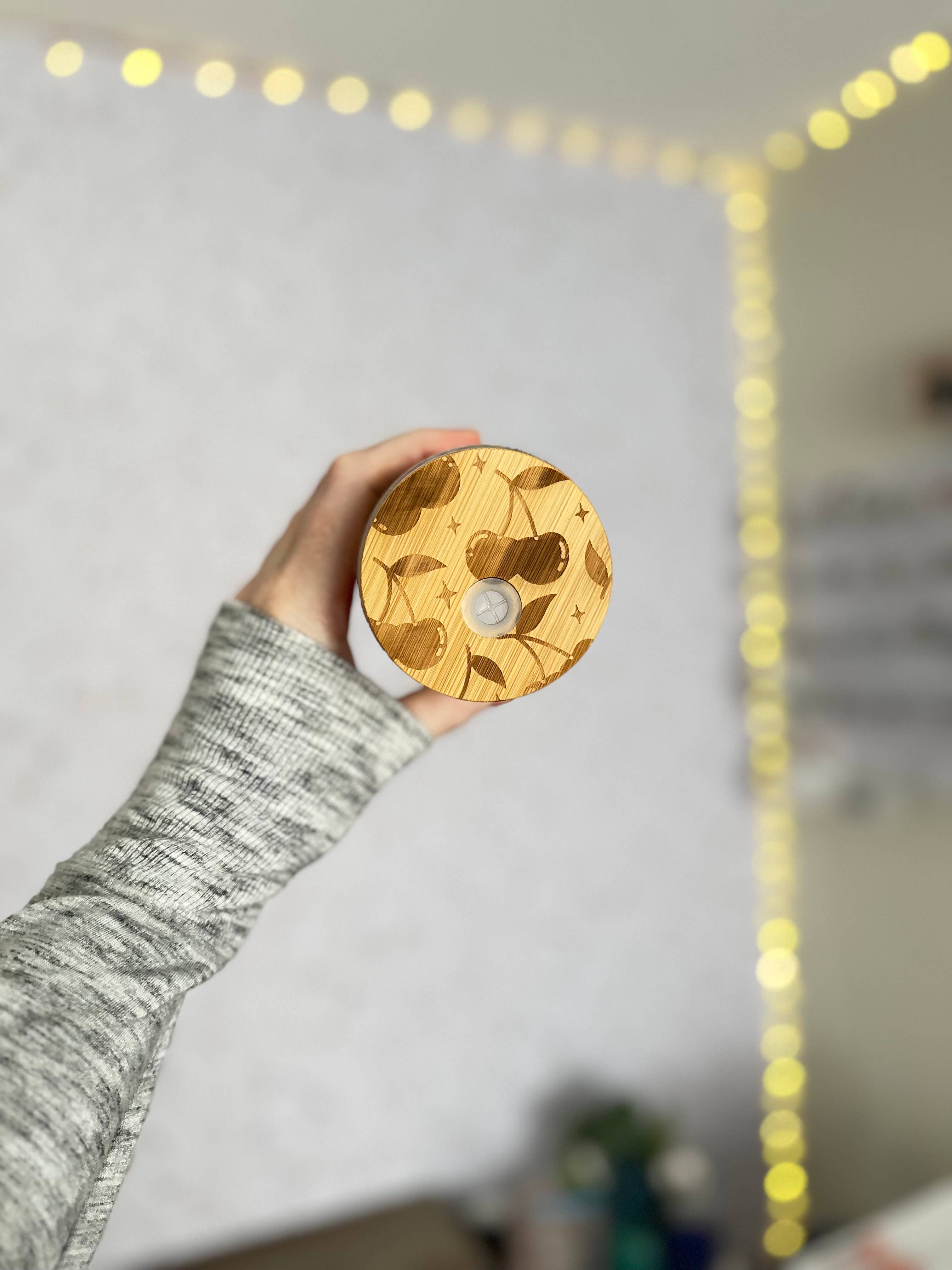 SKS Design Studio - Wholesale Drinking Glass/Cup - Cherry | 20 oz Glass Tumbler with Bamboo Lid & Straw5