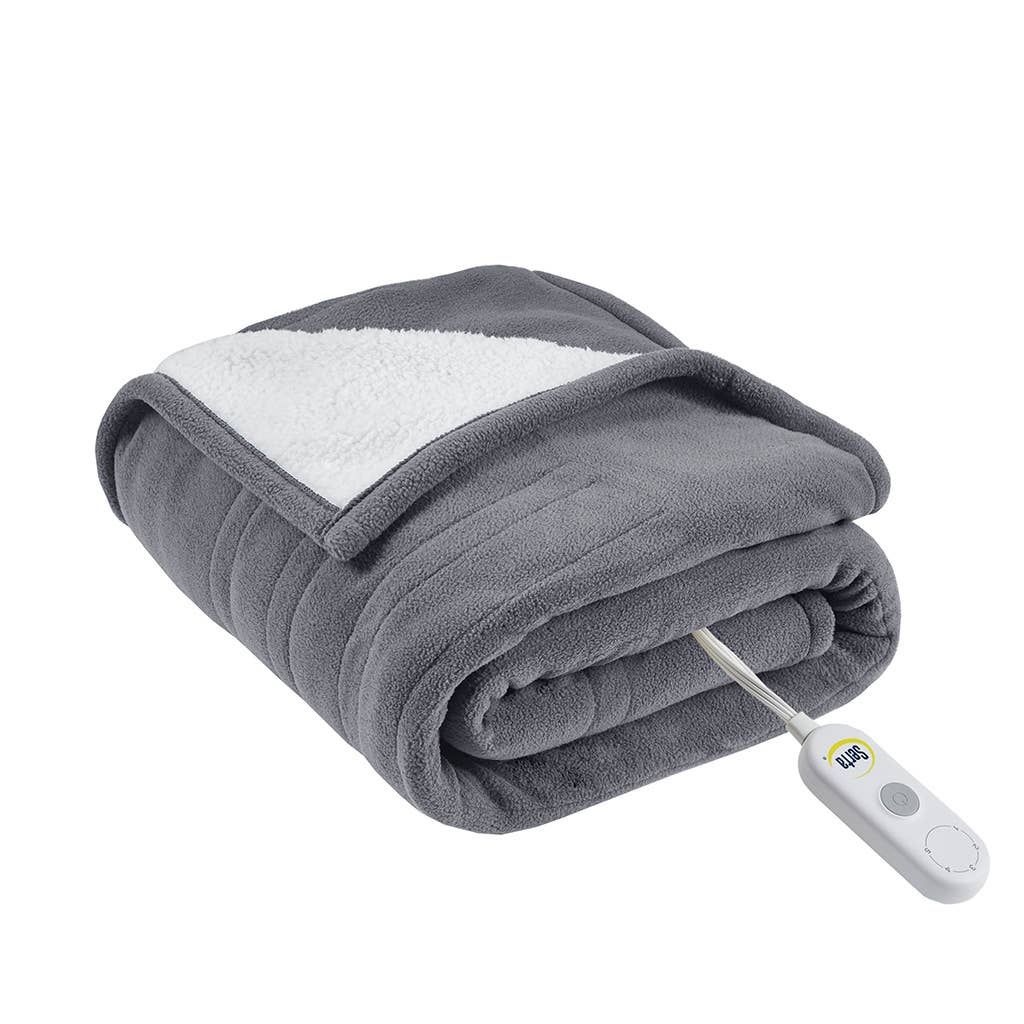 Olliix - Wholesale Throw Blanket - Heated 50x60" Fleece Sherpa Electric Throw Blanket, Grey2