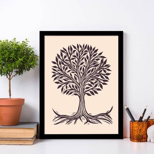 Topiary Tree Linocut Art Print for wholesale by Horse & Hare