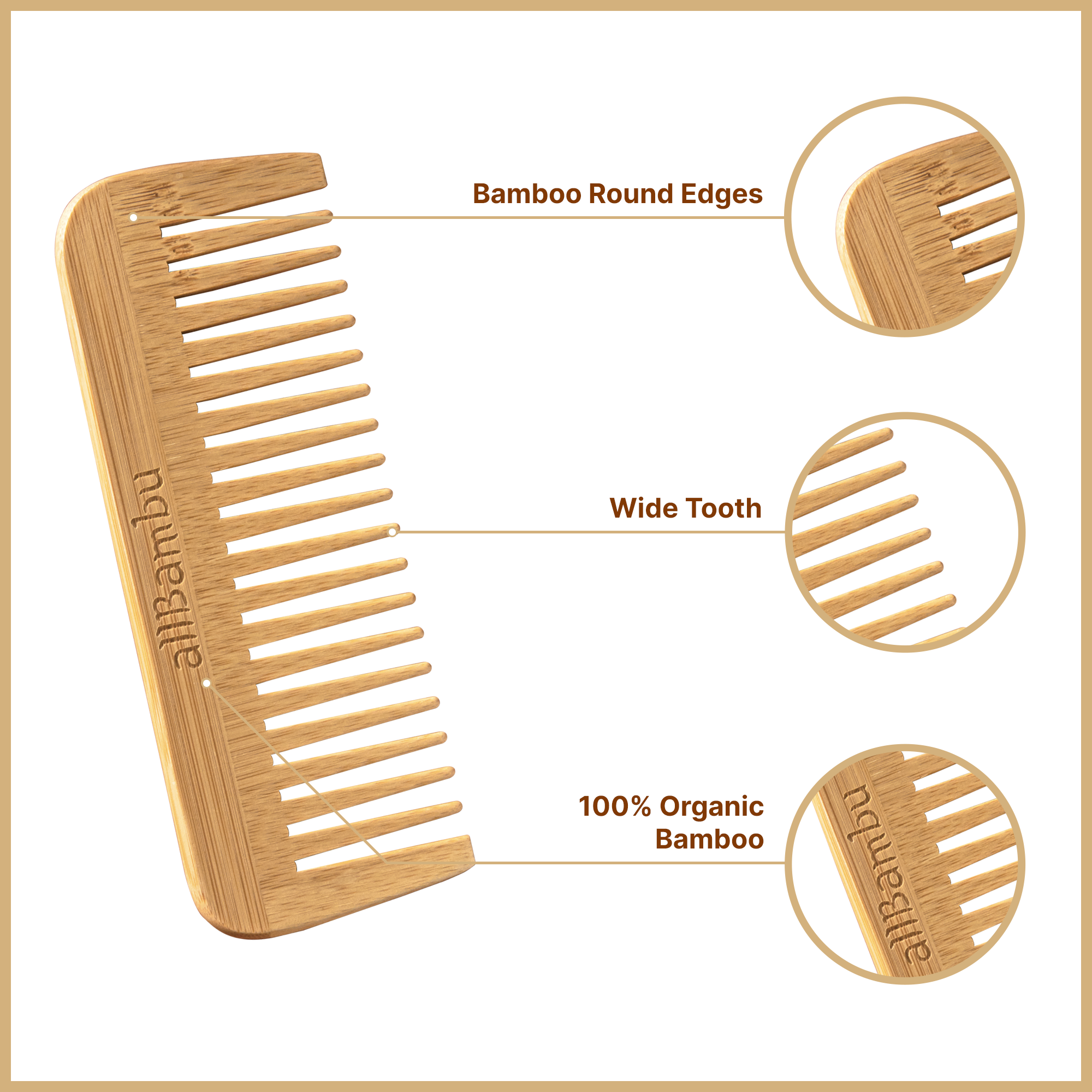 allBambu Inc - Wholesale Hair Brush/Comb - Bamboo Wide Tooth Comb5