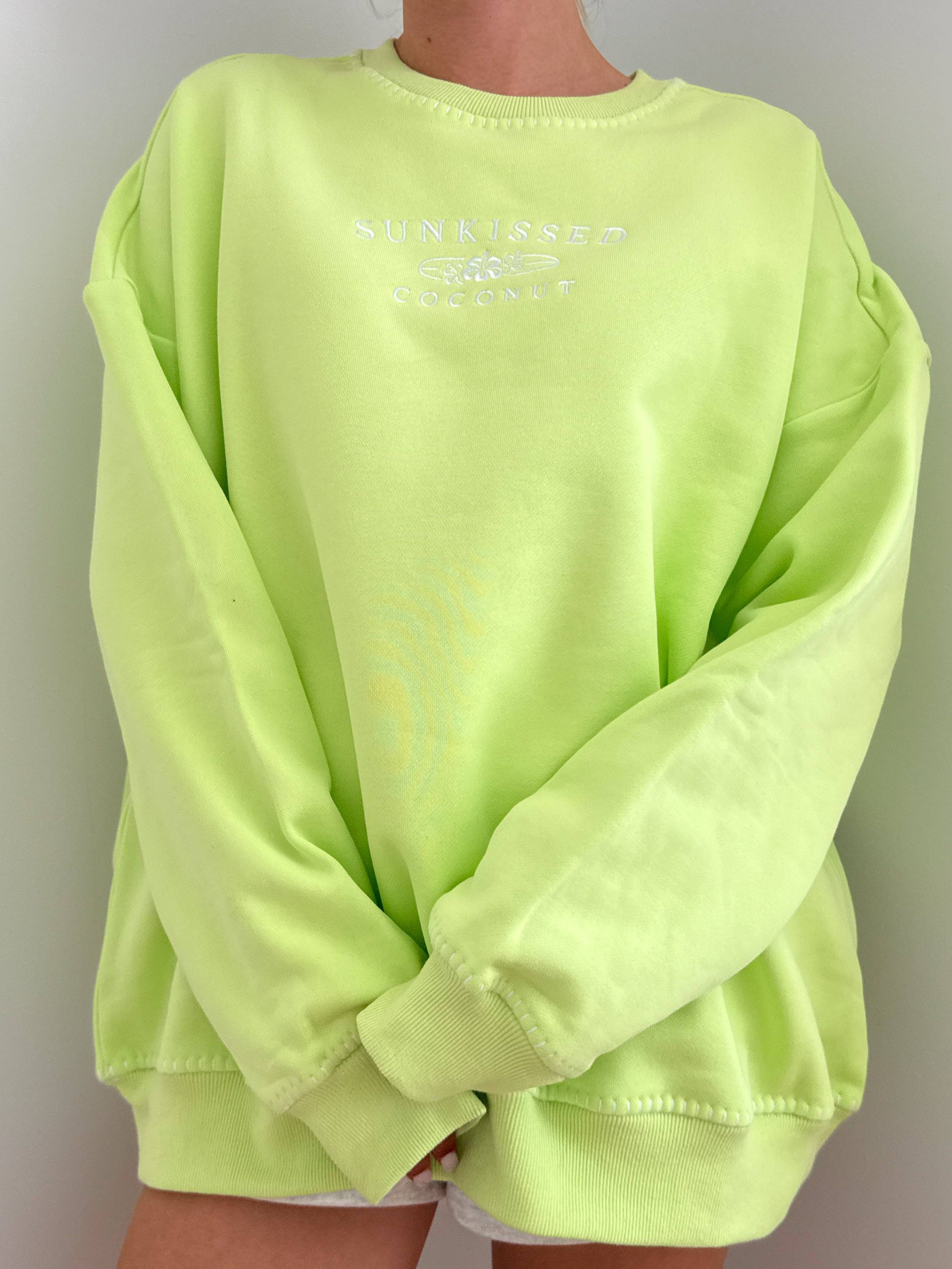Sunkissed Coconut - Wholesale Graphic Sweatshirt - Women's - Light Lime Green Stitched Sunkissedcoconut Logo Sweatshirt 100% Cotton7