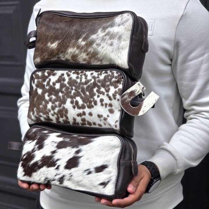 Ranchers Closet - Vendita all'ingrosso Beauty case - Uomo - Borsa da toilette in pelle di vacchetta - Regalo per testimoni dello sposo - Kit da barba