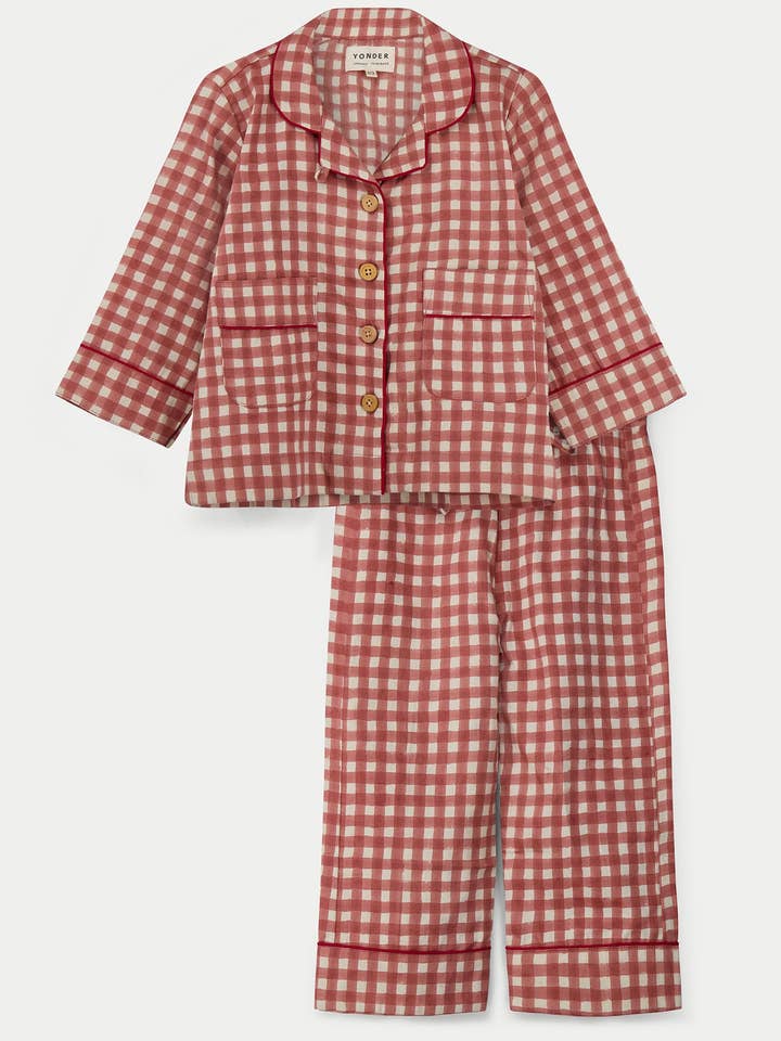 Unisex Kids Pyjama Set | Gingham | Ginger for wholesale by YONDER.