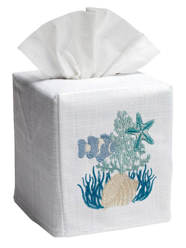Jacaranda Living - Wholesale Tissue Box - Tissue Box Cover, Linen/Cotton, Embroidered2