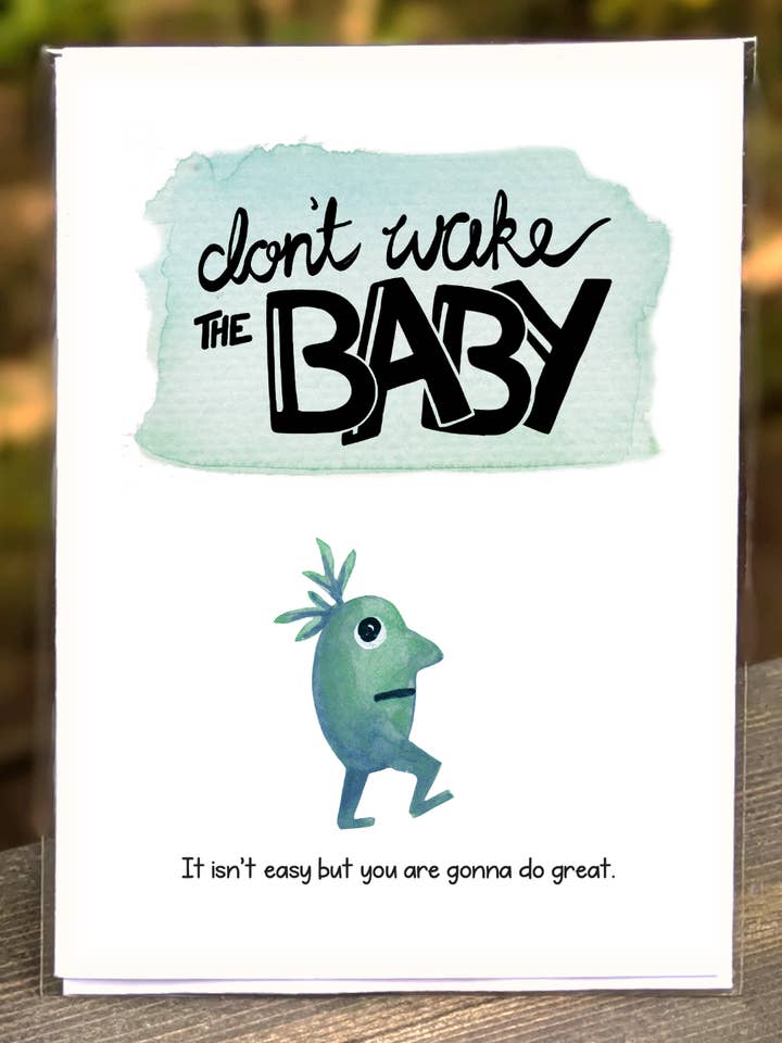 Nouveau bébé - Ne réveillez pas le bébé - Carte Monstre Copain pour la vente par See Your Joy PDX