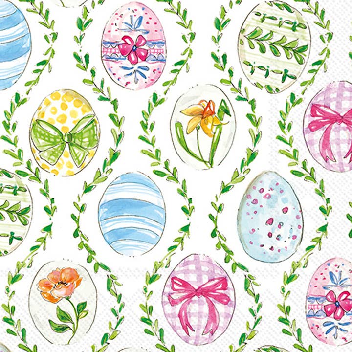 Paper Cocktail Napkins 20ct Easter Bunny Eggs Rosanne Beck for wholesale by Boston International