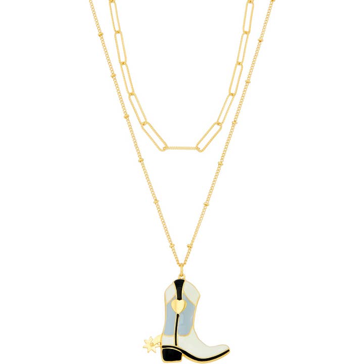 COWGIRL BOOT PENDANT LAYERED NECKLACE for wholesale by Girly
