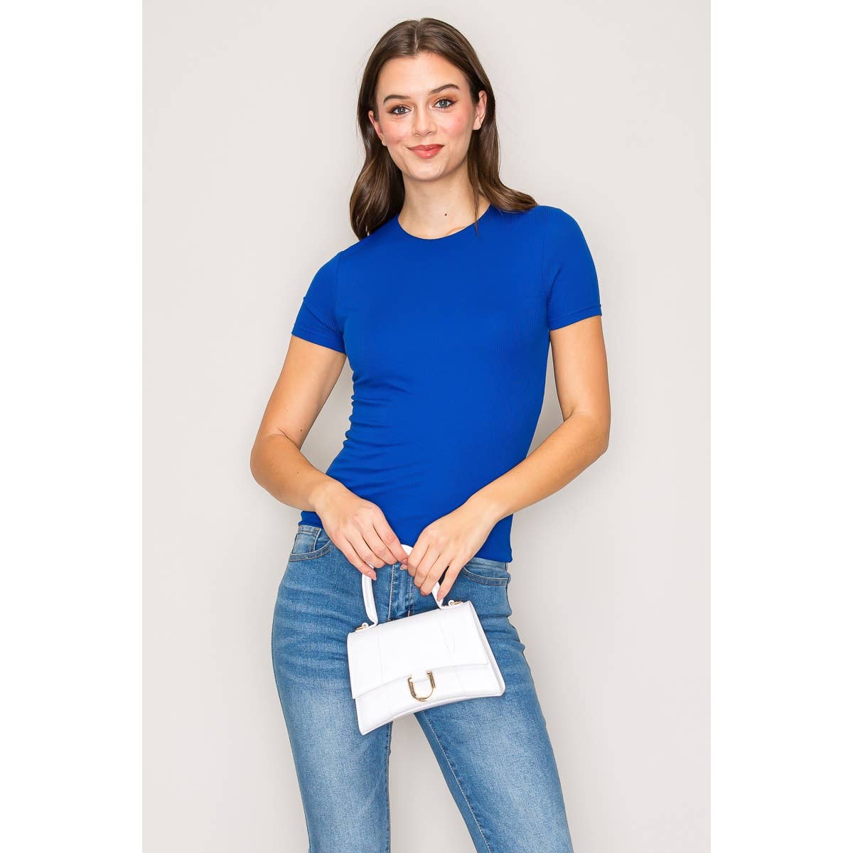 Popular 21 - Vente Haut en maille – femme - T-shirt en tricot à manches courtes et col haut à double couche18