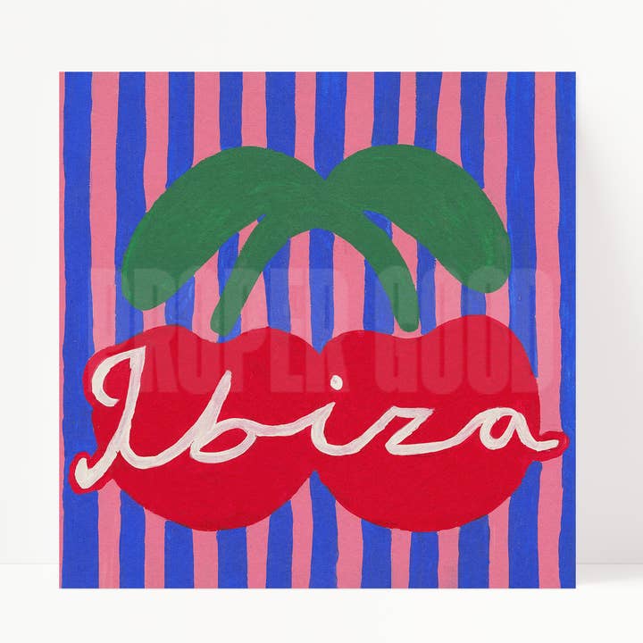 Ibiza Cherry Hand Painted Art Print for wholesale by Proper Good