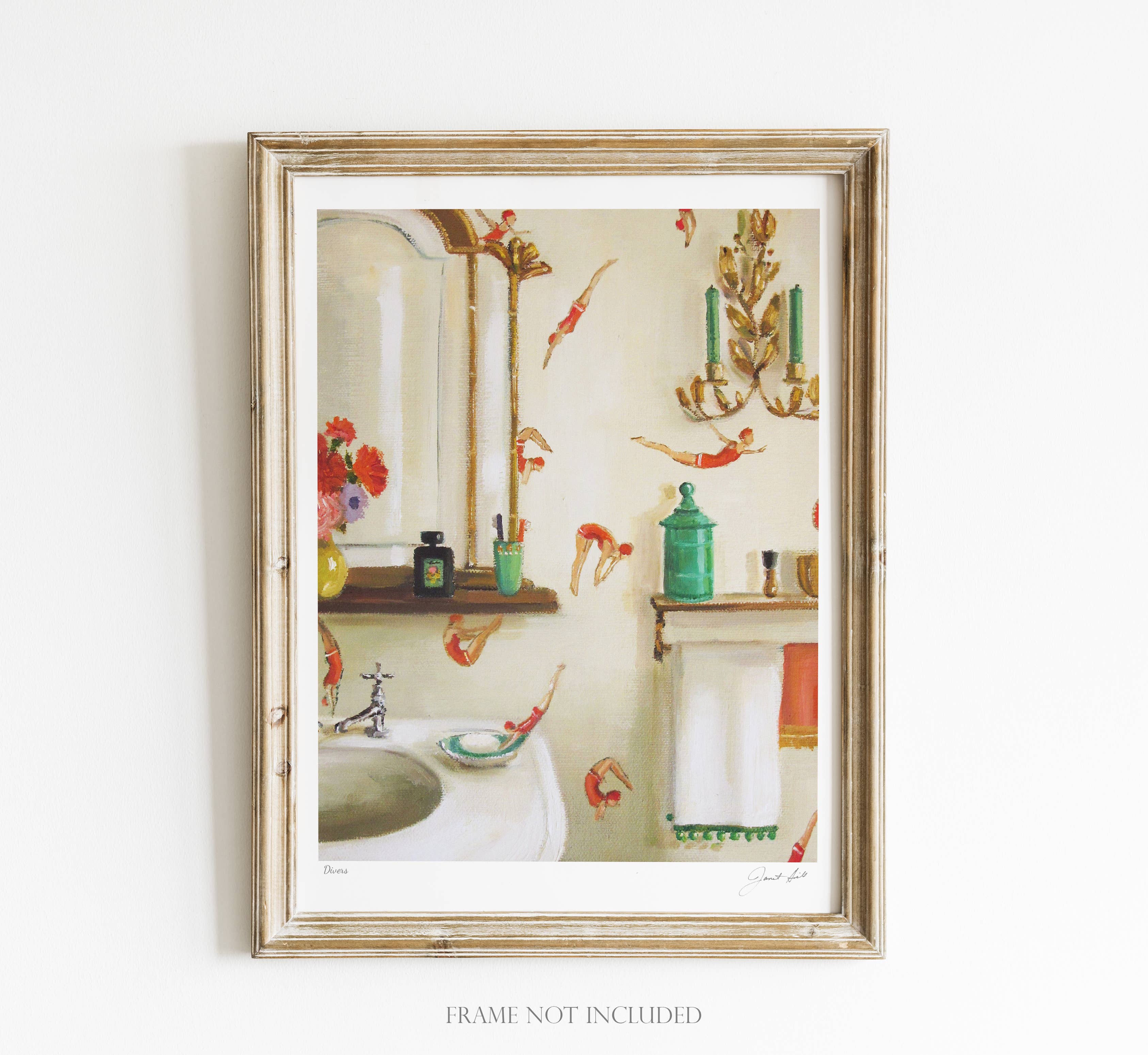 JANET HILL STUDIO - Wholesale Art Print - Divers Art Print - 8.5" X 11"