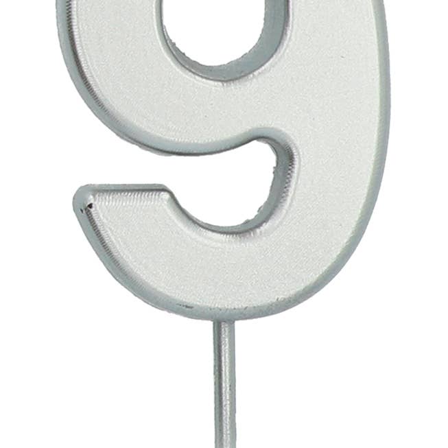 Candle Number 9 Silver - 5 cm for wholesale by Folat BV