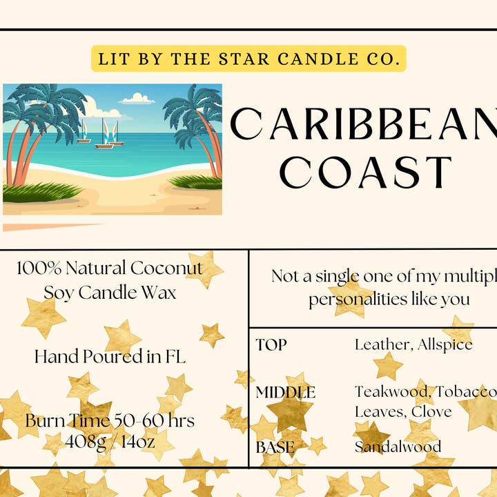 Caribisk Kyst - Mat Sort Glas Kokosnød Soyavokslys for engroshandel hos Lit By The Star Candle Co.