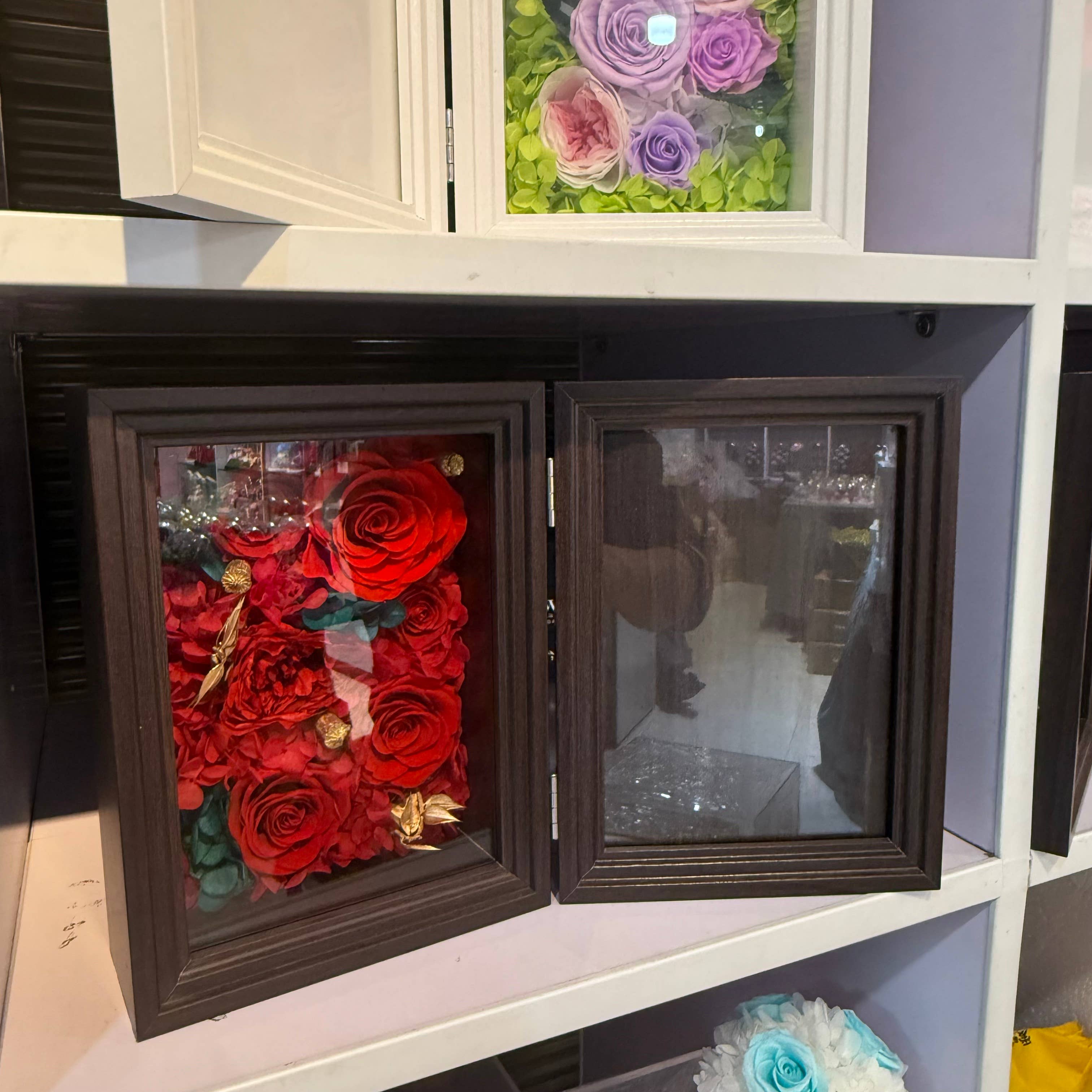 Effiliving – wholesale Picture frame – Preserved Flower Photo Frame Gift Box – Purple Pink Roses1