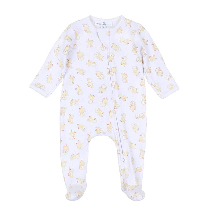 Pyjama à pieds zippé motif canetons duveteux pour la vente par Magnolia Baby