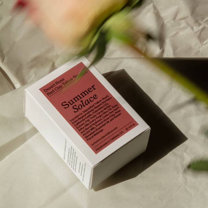 SUMMER SOLACE- Regenerative Tallow Beauty - Wholesale Bar Soap - Desert Rose Soap – Floral & Clay Infused, 4.9 oz5