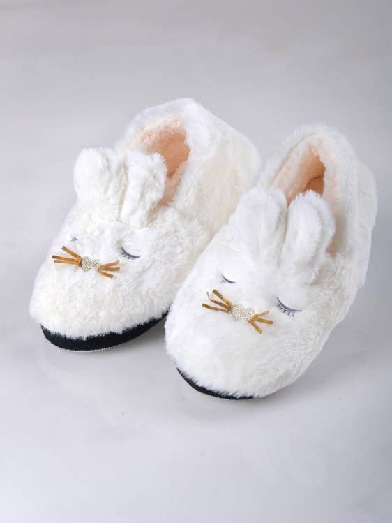 Pantoufles en fausse sherpa lapin pelucheux pour la vente par Yelete