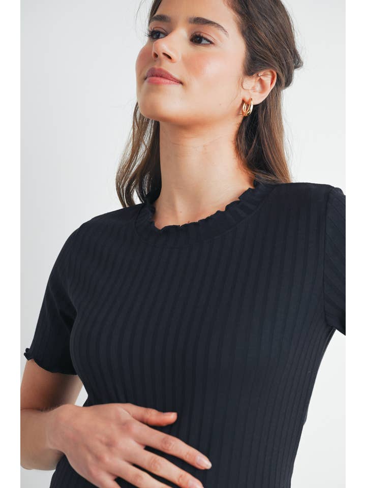 Hello Miz - Wholesale Top - Maternity - Ribbed Short Sleeve Maternity T-Shirt 1