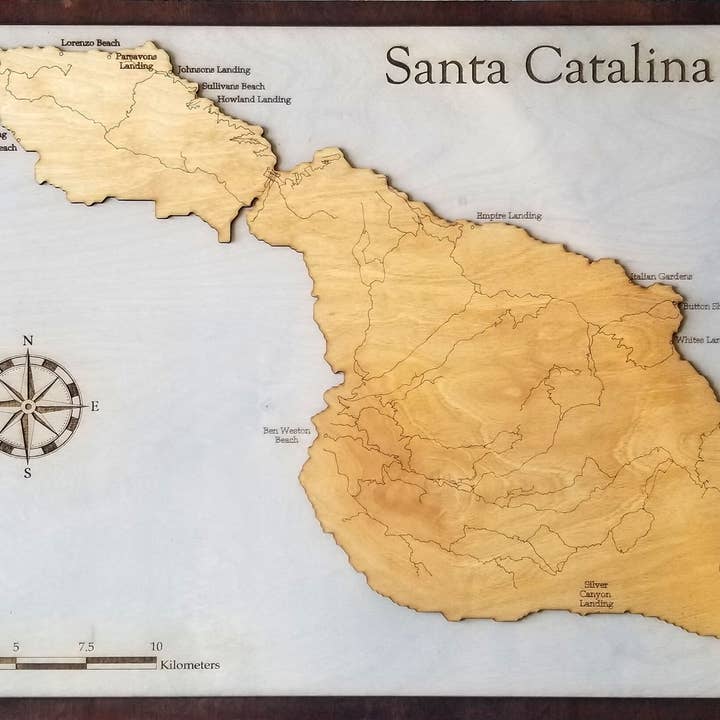 Mappa in legno di Santa Catalina, CA per la vendita all'ingrosso da parte di Meridian Maps