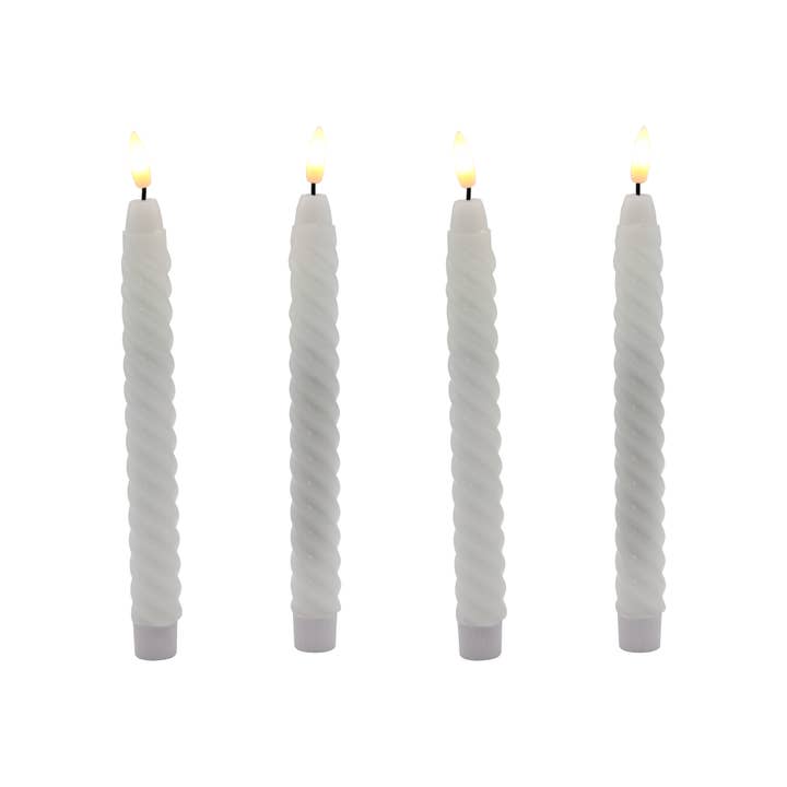 LumaBase - Wholesale Flameless Candle - Battery- Operated 3D Wick Flame Wax Tapers- White Twist, 4ct