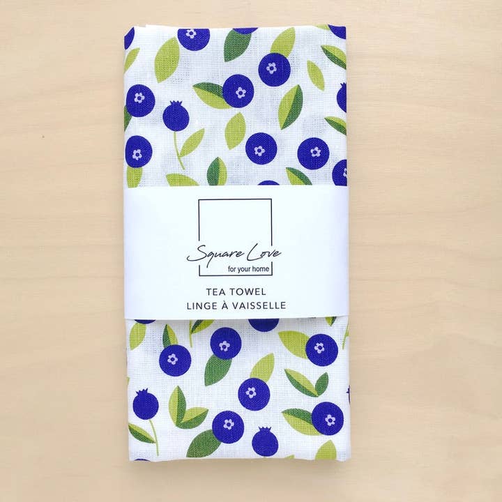 Blueberry Linen Blend Tea Towel for wholesale by Square Love