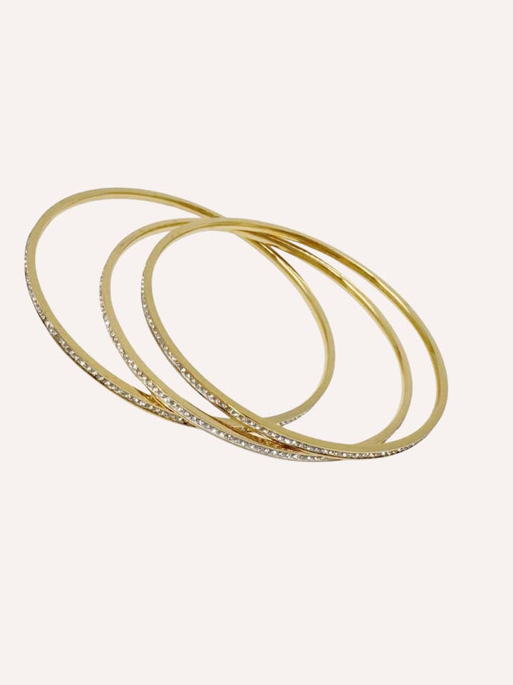Conjunto de pulseiras rígidas com zircões – Conjunto Bangles Shine por atacado de GioLì Jewels