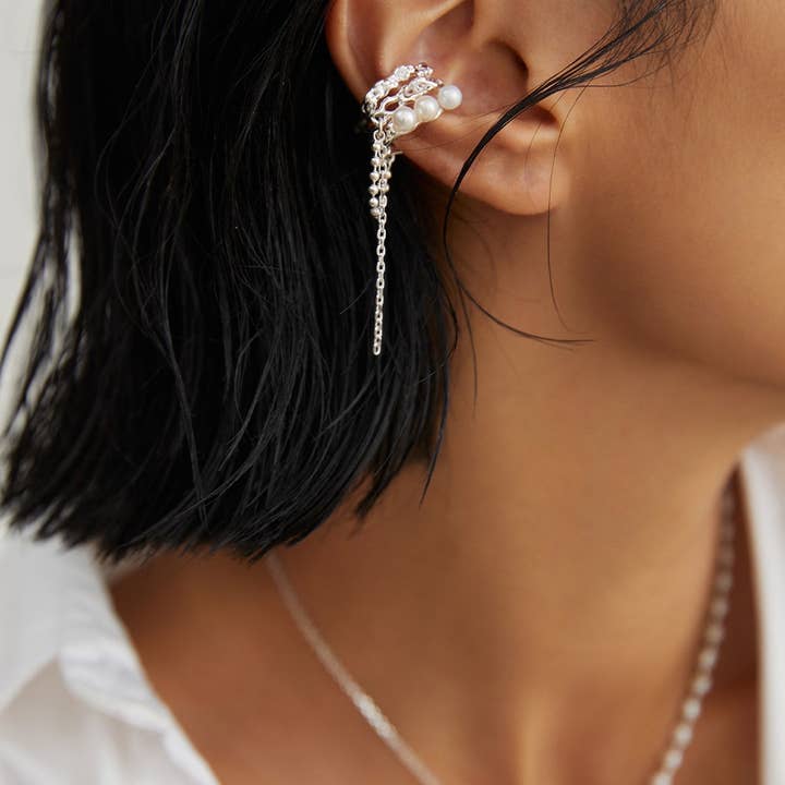 Boucle d'oreille en perles en argent 925, style Ins Style pour la vente par FARRA
