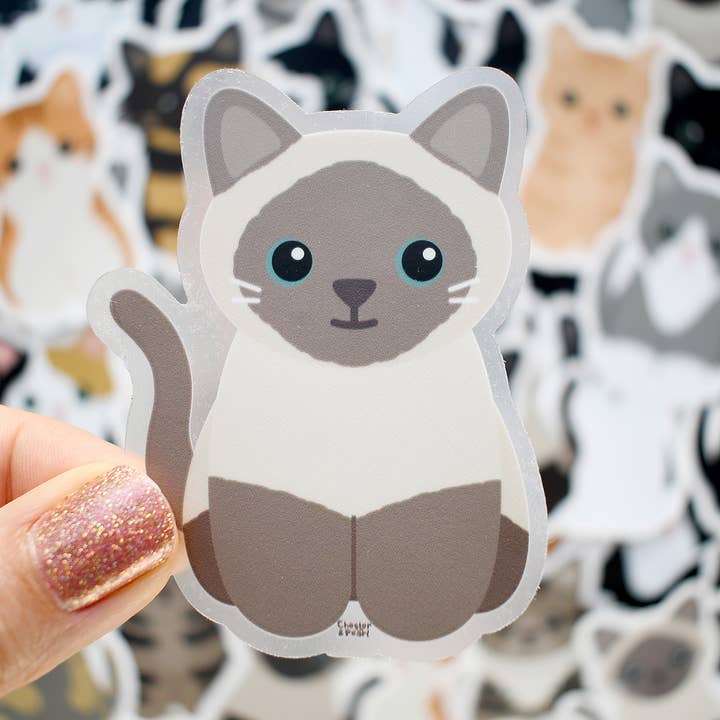 Looks Like My Cat! Blue point Siamese cat sticker for wholesale by Chester and Pearl