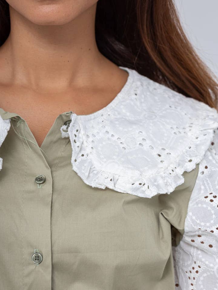 Pépouz' Paris - Wholesale Button Down Shirt - Women's - Lace Peter Pan collar shirt PC252110