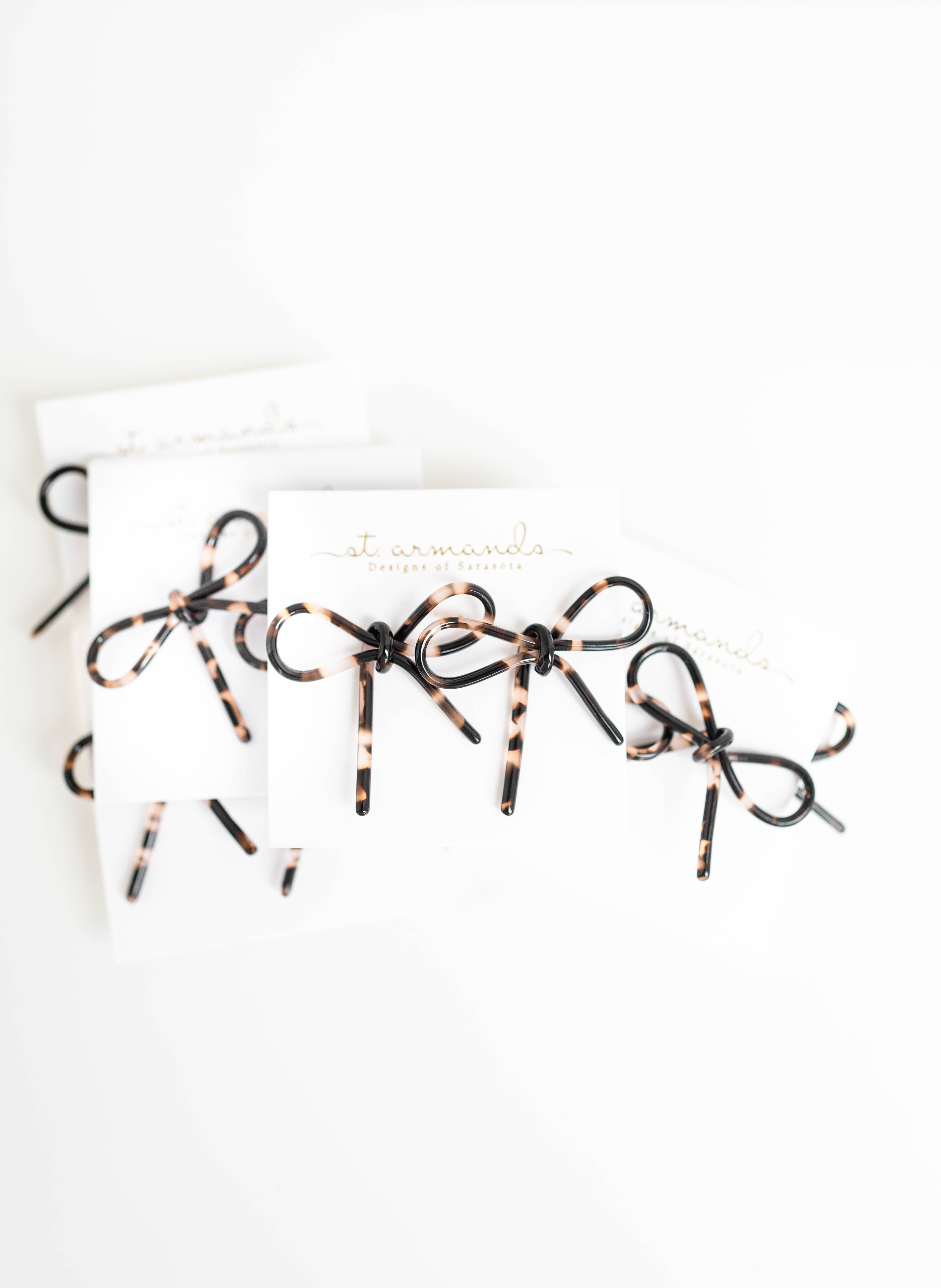 St Armands Designs of Sarasota - Wholesale Stud/Post Earrings - Blonde Tortoise Bow Statement Stud Earrings1