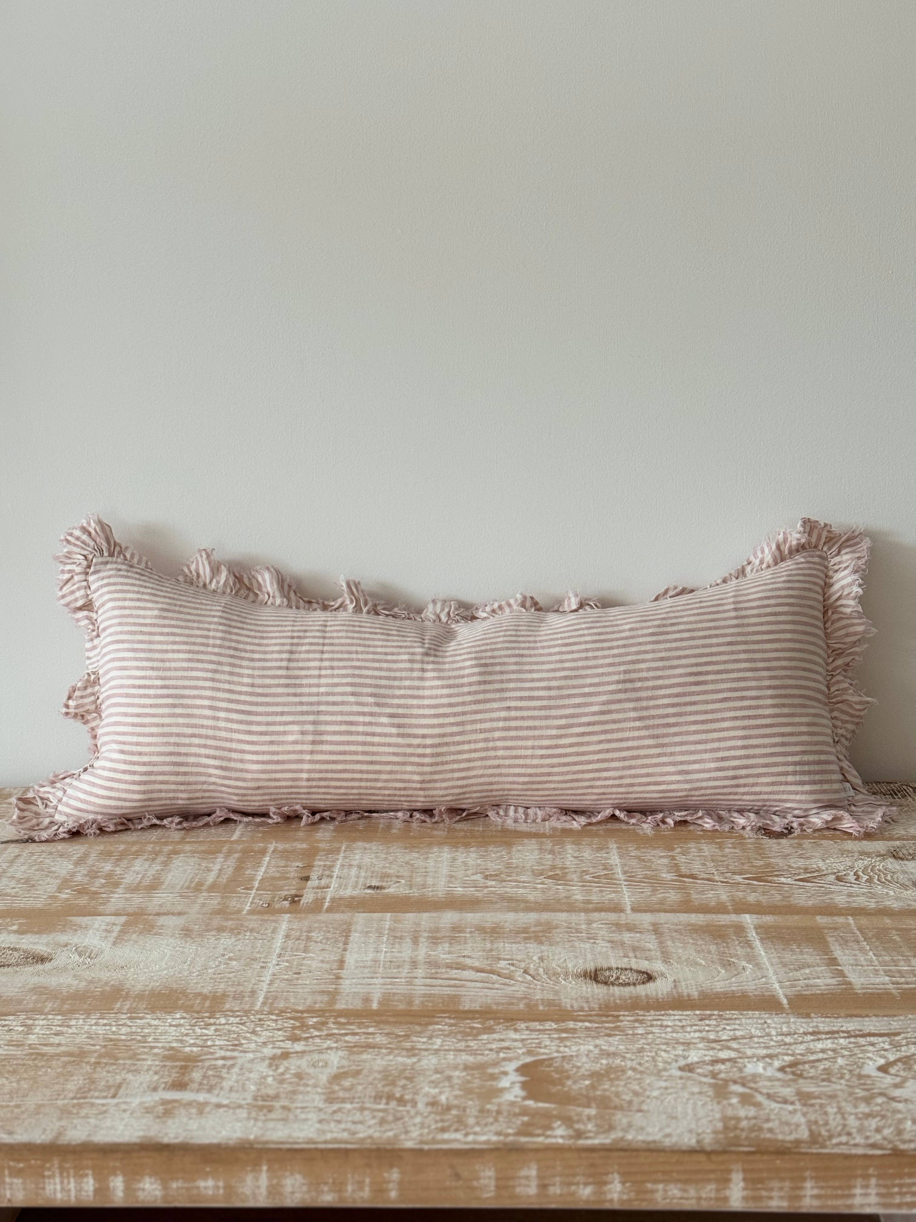 Ellenvale Trade – wholesale Throw pillow cover – Hallie Bolster Linen Cushion Cover – Pink Stripe 80x301